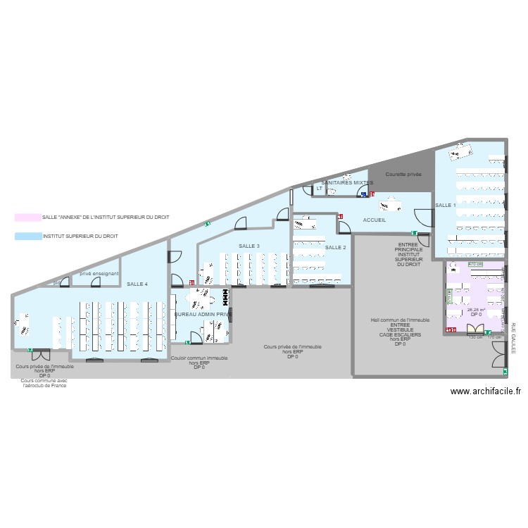 PLAN D ENSEMBLE APRES TRAVAUX INST DU DROIT. Plan de 17 pièces et 499 m2