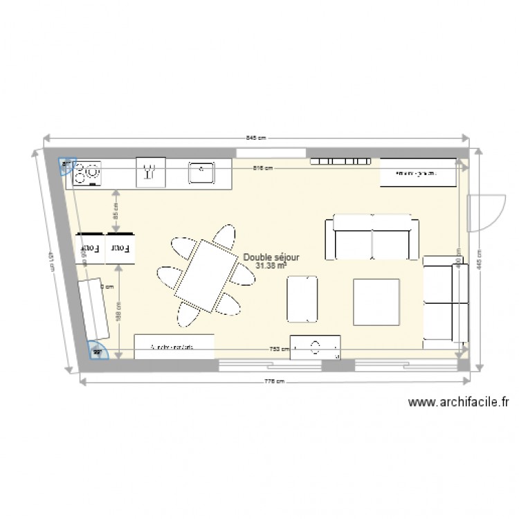 double sejour. Plan de 0 pièce et 0 m2