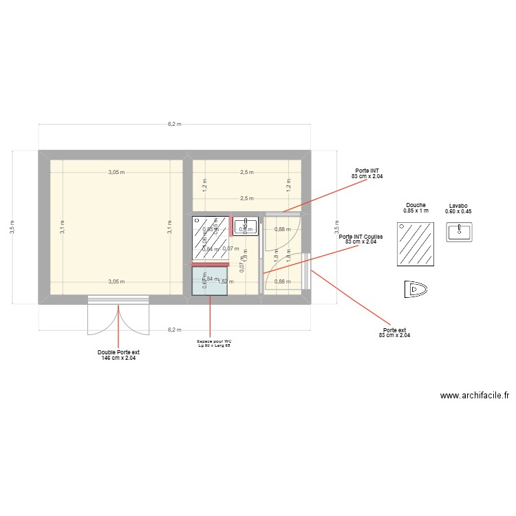 Local piscine v Finale. Plan de 4 pièces et 17 m2