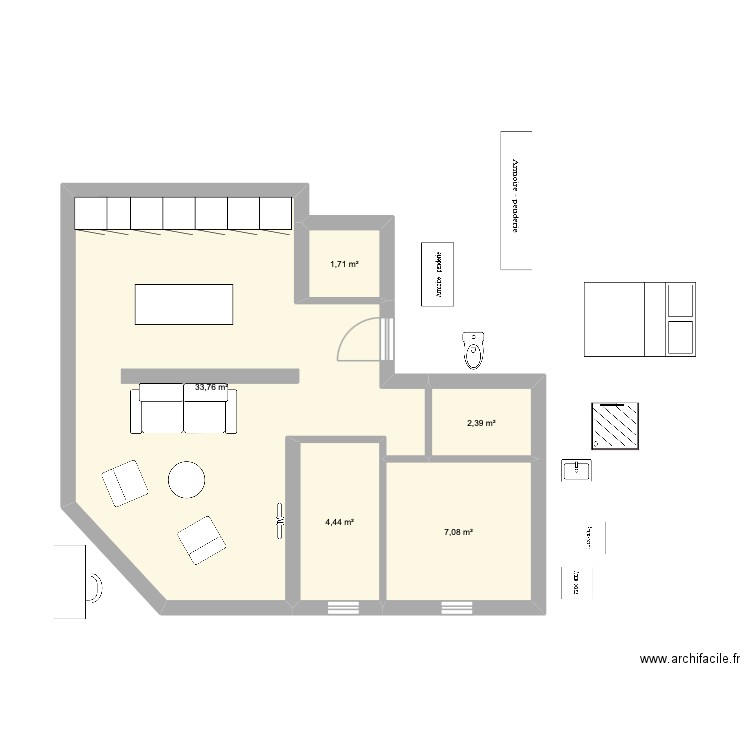 Jouffroy 2. Plan de 5 pièces et 49 m2