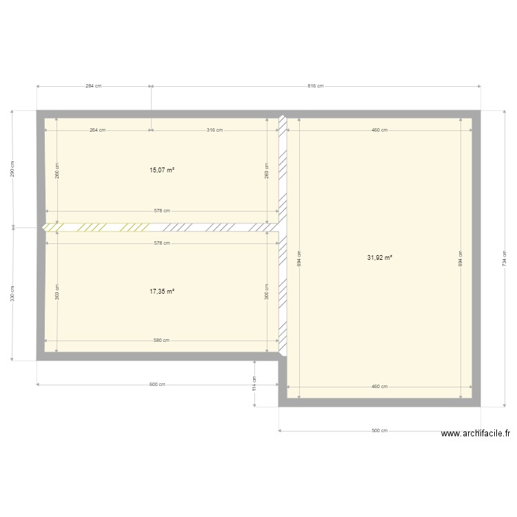 AURELIEN. Plan de 3 pièces et 64 m2