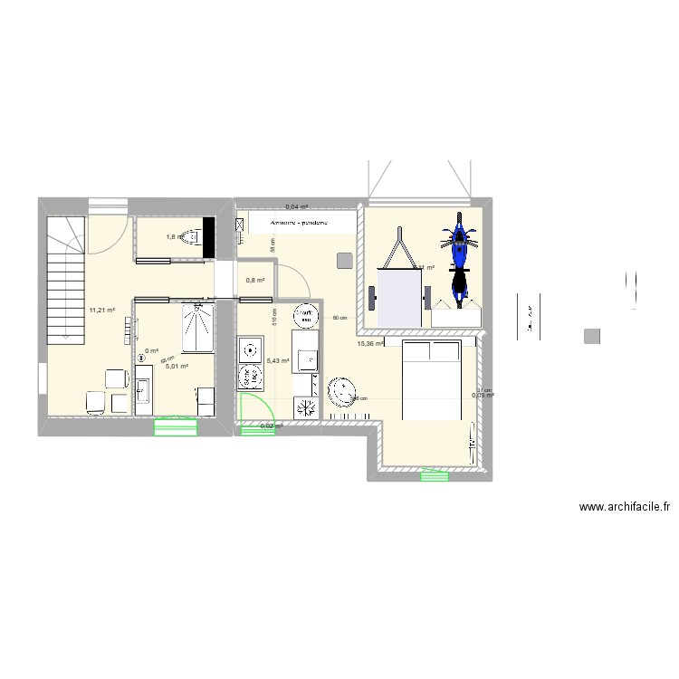 Aménagement Meuble 1. Plan de 11 pièces et 48 m2