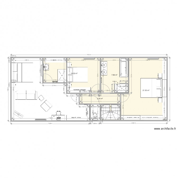 VM ETAGE  16 MARS. Plan de 0 pièce et 0 m2