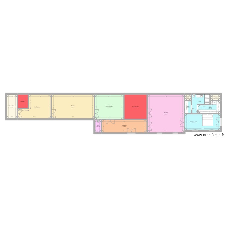 CHATEAU GARAUC RDC PROJET. Plan de 15 pièces et 183 m2