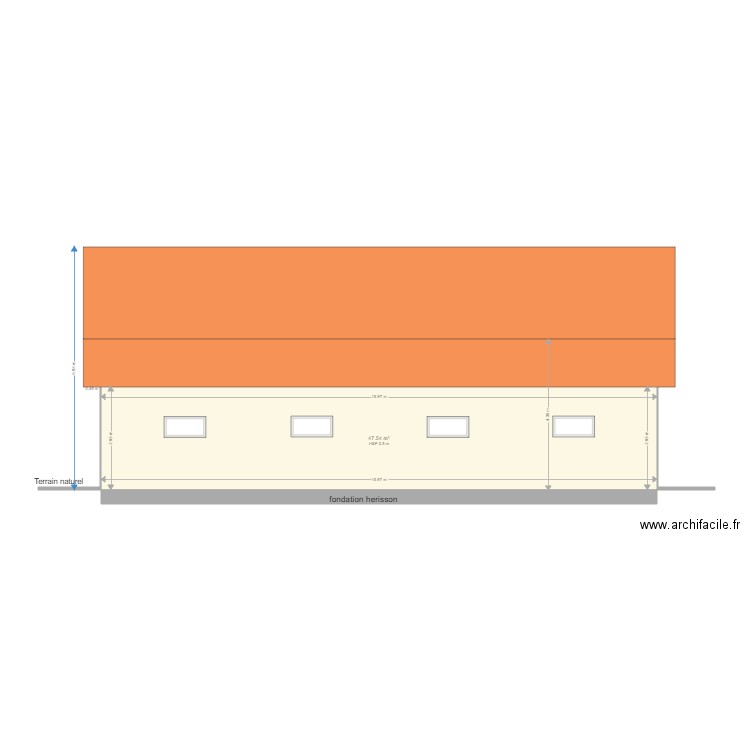 plan facade. Plan de 0 pièce et 0 m2