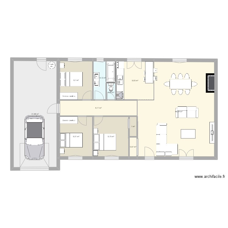 aucamville 2. Plan de 11 pièces et 131 m2