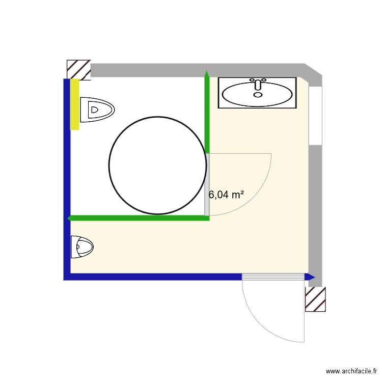 golf st baume. Plan de 1 pièce et 6 m2