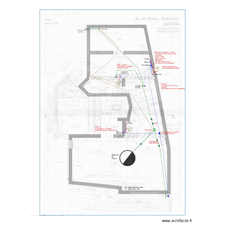 Arzon sous-sol v0. Plan de 2 pièces et 52 m2