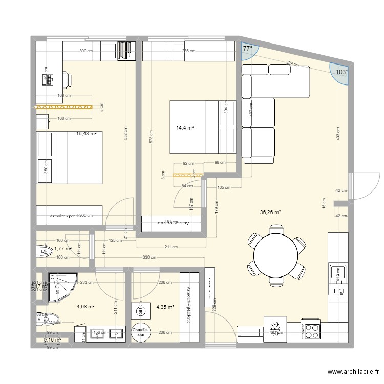 KH 402. Plan de 8 pièces et 79 m2