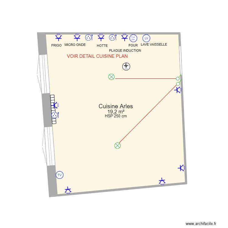 Cuisine Arles électricité. Plan de 1 pièce et 19 m2