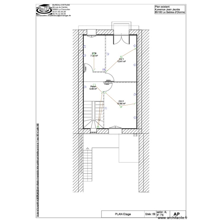 PLAN ELEC CORTAT DREAU ETAGE. Plan de 0 pièce et 0 m2