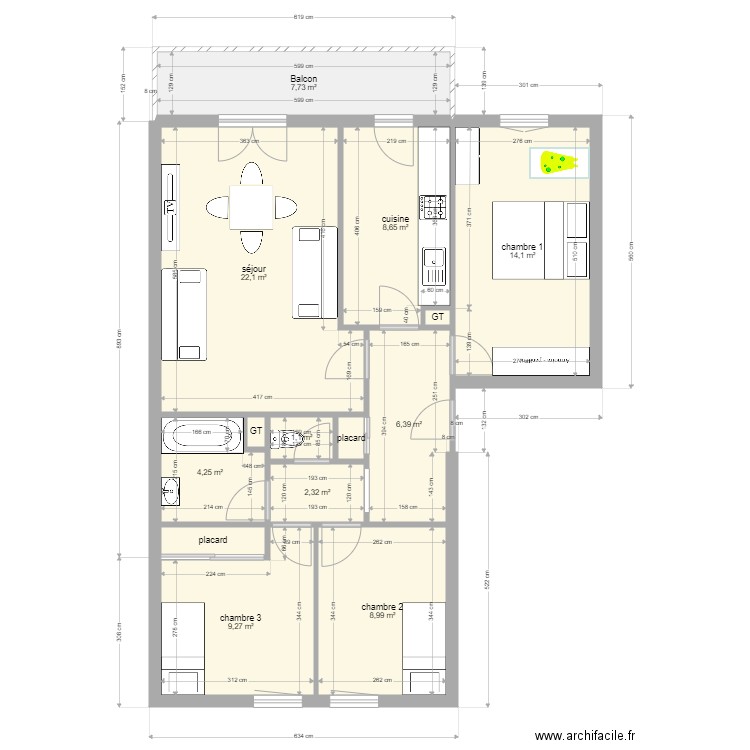 plan marignane. Plan de 14 pièces et 87 m2