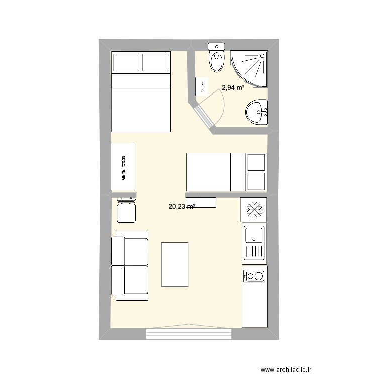 Plan studio Moulin. Plan de 0 pièce et 0 m2