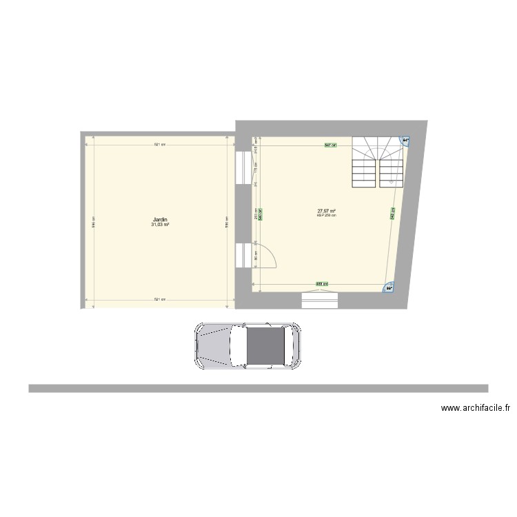 Saint Aubin Rdc jardin projection avec passage. Plan de 0 pièce et 0 m2