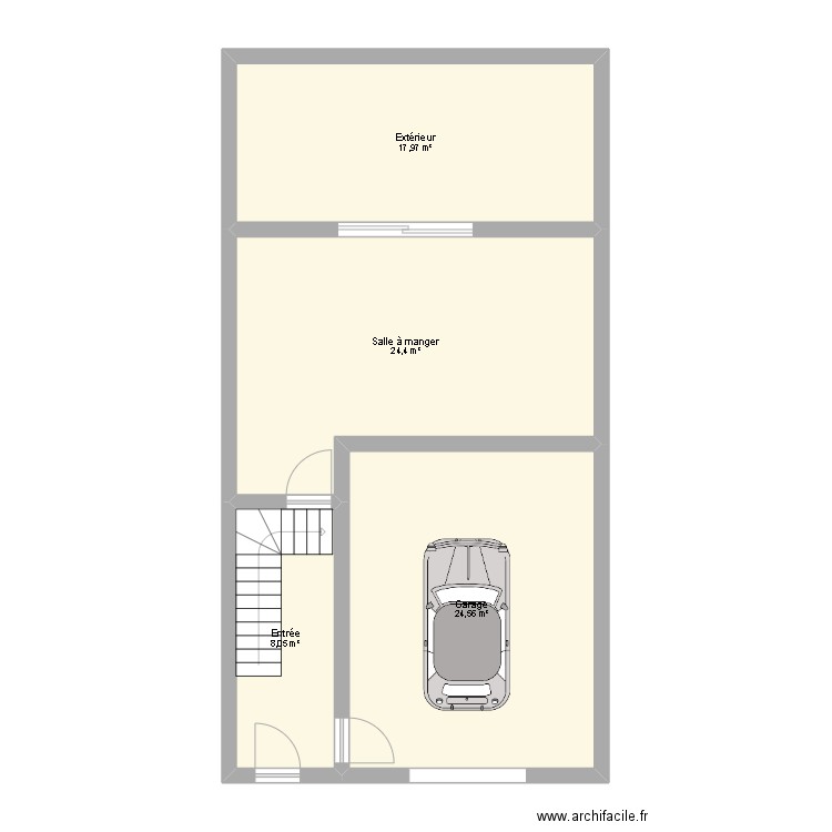 TOLSTOI_RDC. Plan de 4 pièces et 75 m2