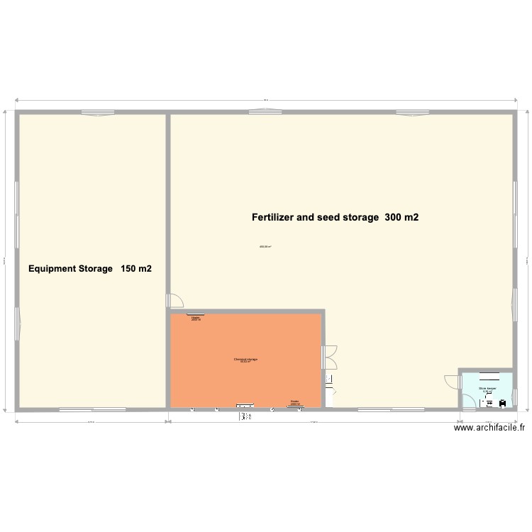 warehouse. Plan de 3 pièces et 507 m2