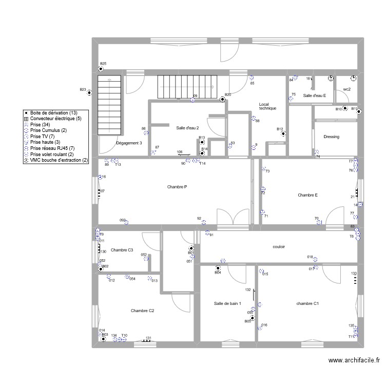 fleurentdidier prise de courant 1er Etage 1. Plan de 21 pièces et 135 m2
