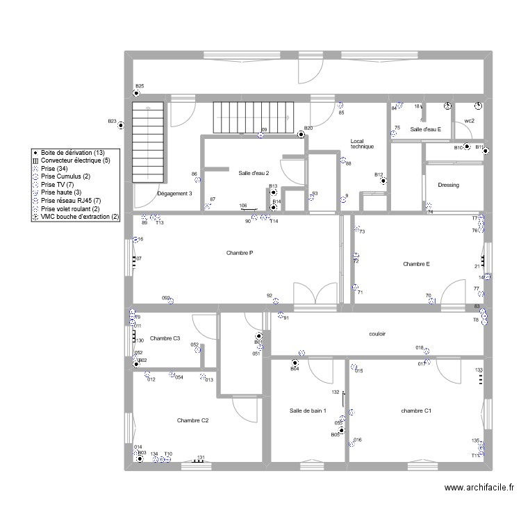 fleurentdidier prise de courant 1er Etage 1. Plan de 20 pièces et 122 m2