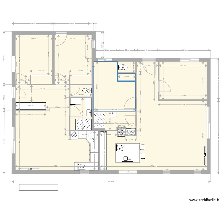                    2 Yvrac RDC Projet 1. Plan de 13 pièces et 122 m2