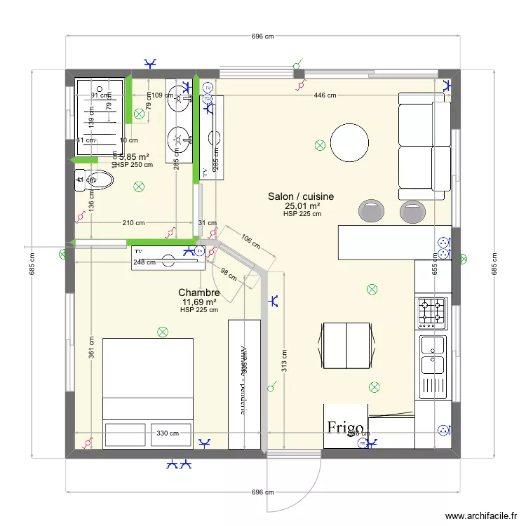 Maison Temae 42m2. Plan de 