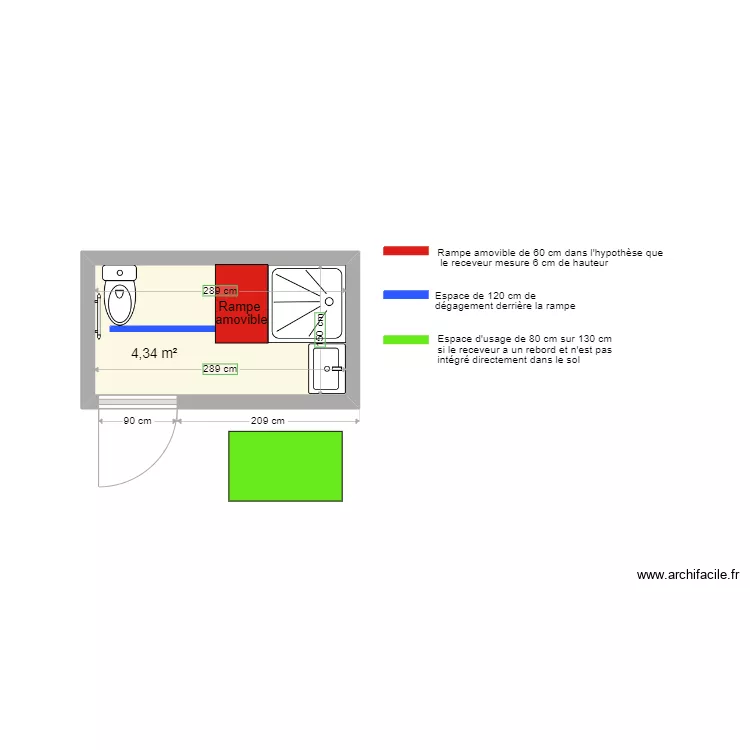 YODA FIGHT SCHOOL WC+DOUCHE PMR. Plan de 