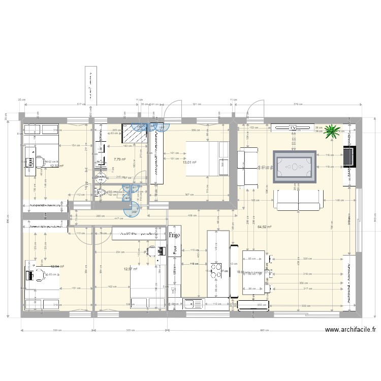 l Atelier c'est simple et efficace. Plan de 6 pièces et 124 m2