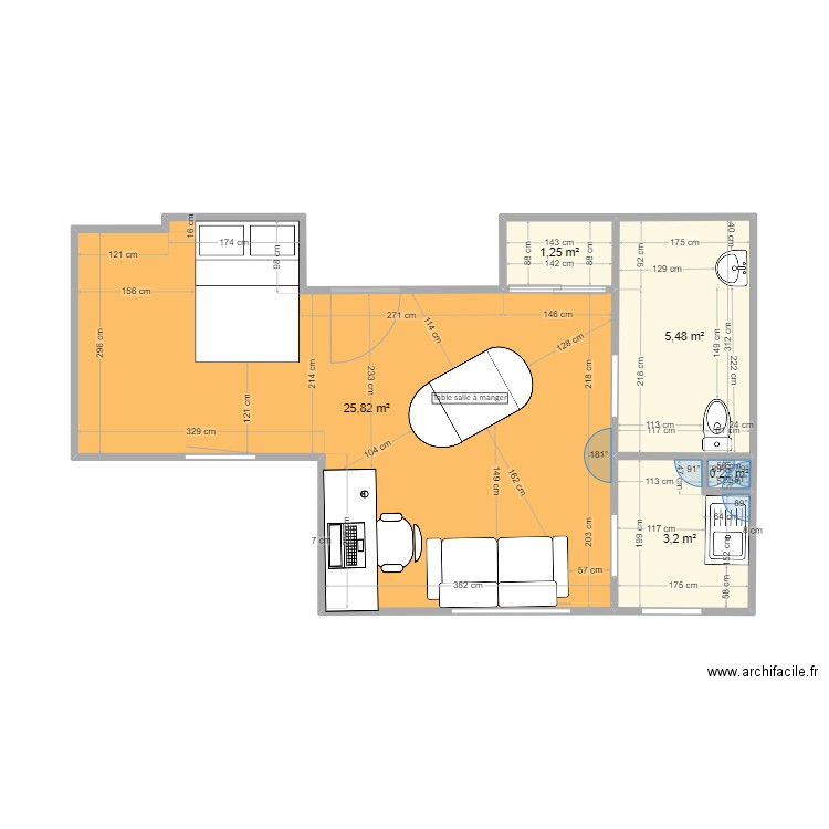 Nympheas 2. Plan de 5 pièces et 36 m2