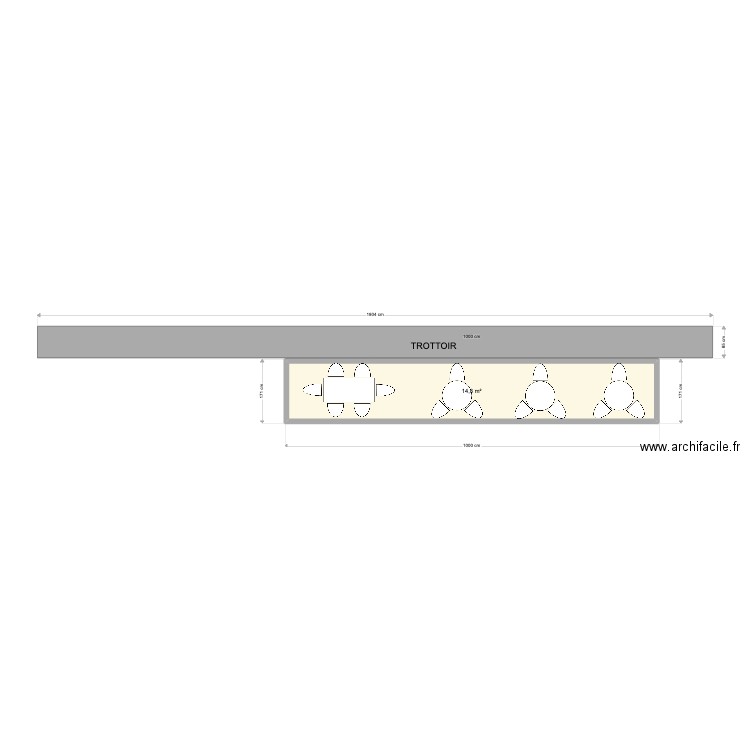 Terrasse Estivale SB 2022. Plan de 1 pièce et 15 m2
