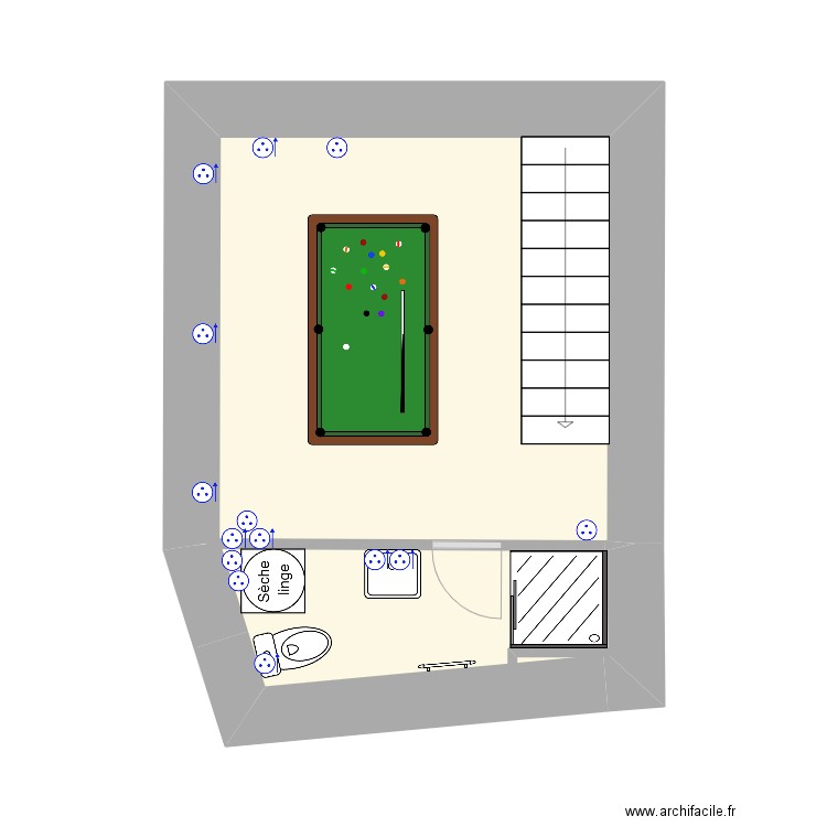 LBO S-S Prises. Plan de 2 pièces et 17 m2