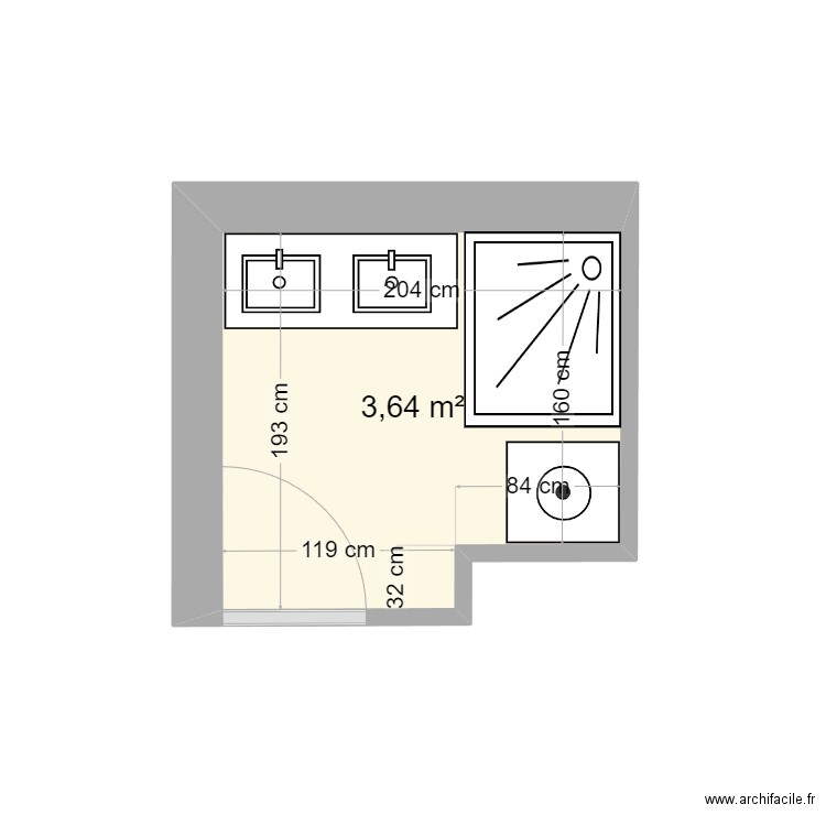 sdd Annabel. Plan de 1 pièce et 4 m2