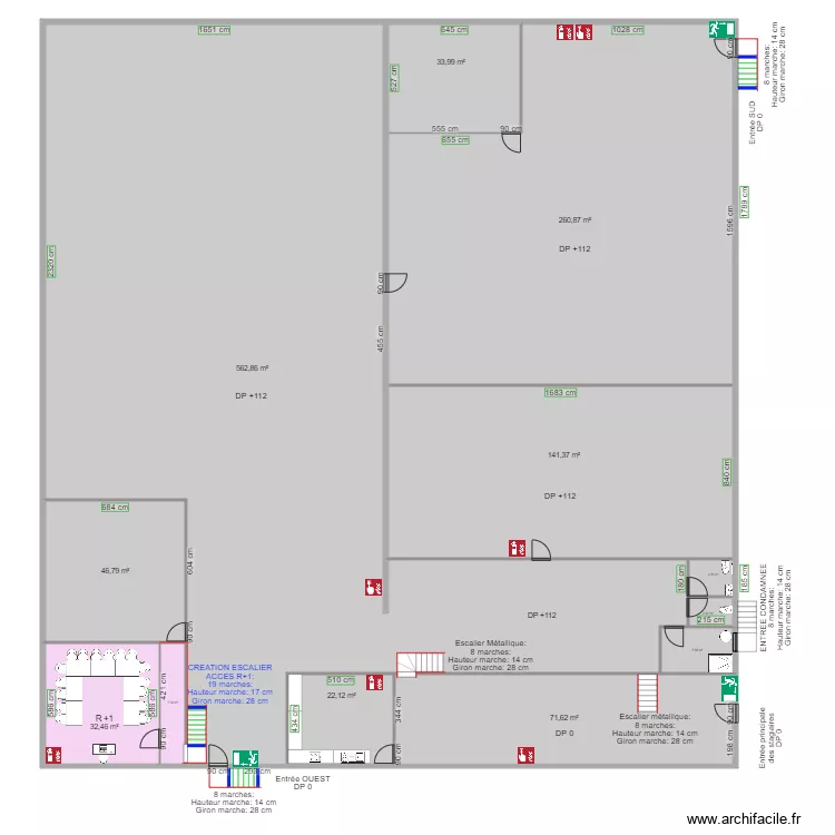 DIMENSION CORDE ETAGE APRES TRAVAUX. Plan de 
