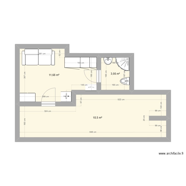 c/Gloria bajo izq. Plan de 3 pièces et 33 m2