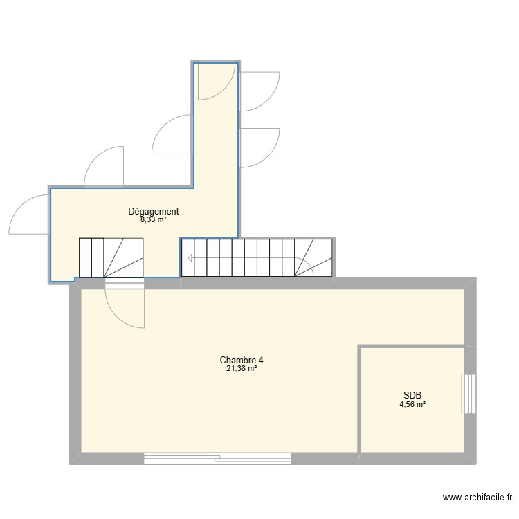 Projet Tricot - ébauche v2. Plan de 3 pièces et 34 m2