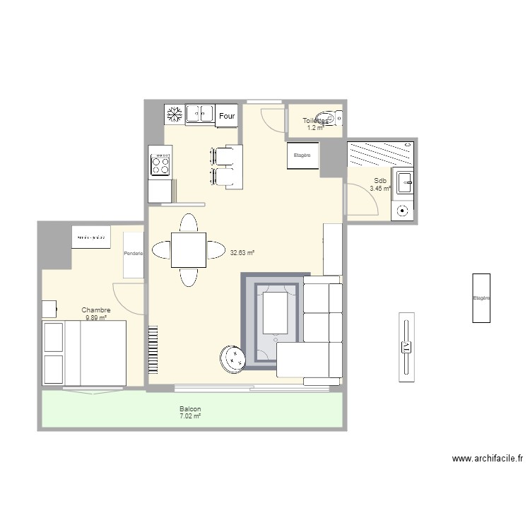 Appartement Bxl après les travaux et aménagé. Plan de 0 pièce et 0 m2