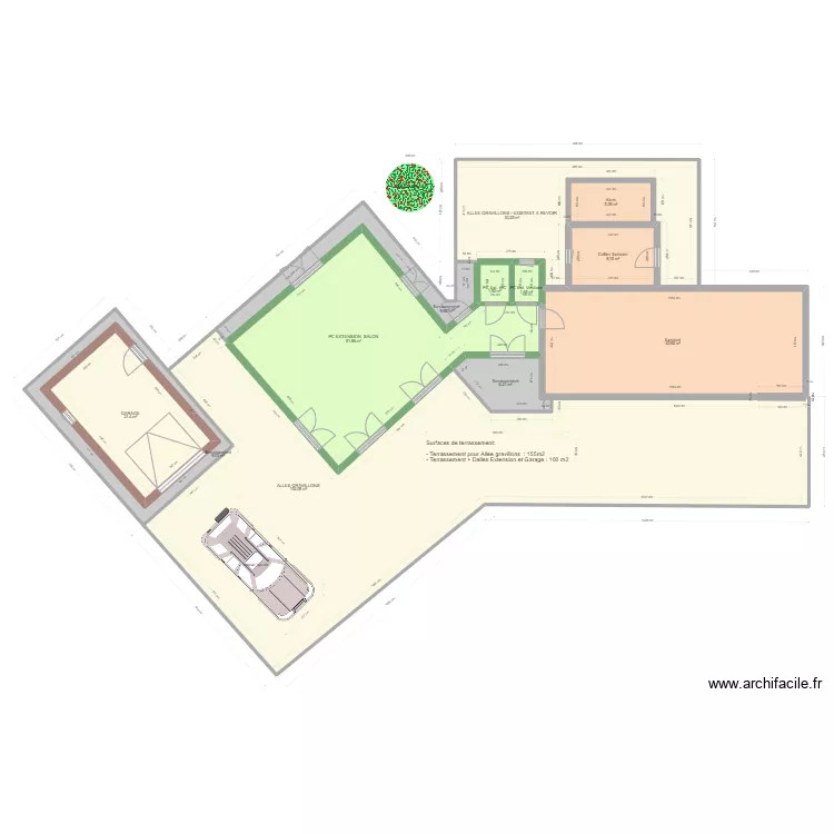 PLAN EXTENSION + GARAGE. Plan de 