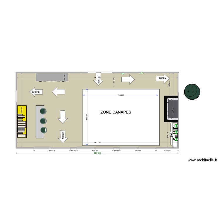 SALON PARIS MAQUETTE. Plan de 1 pièce et 45 m2