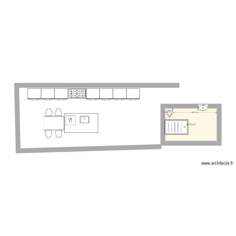 CUISINE CONDES. Plan de 1 pièce et 6 m2