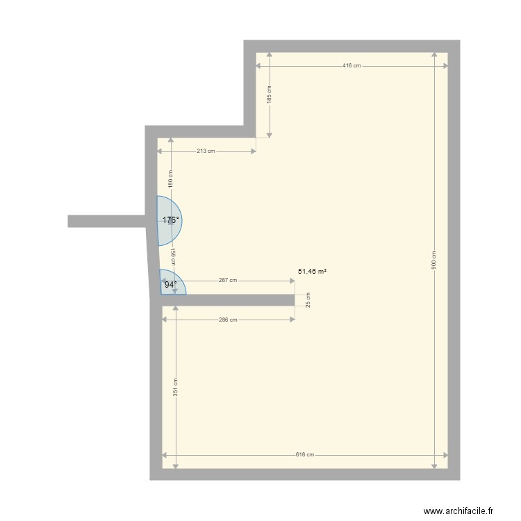 plan SCHWARTZ interieur. Plan de 1 pièce et 51 m2
