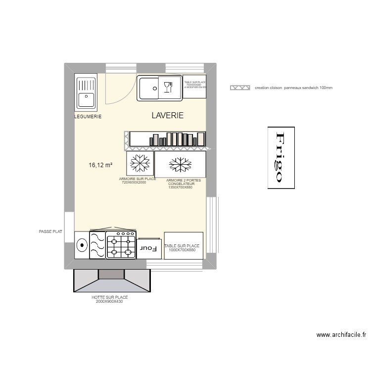 FLANDRIA02. Plan de 1 pièce et 16 m2