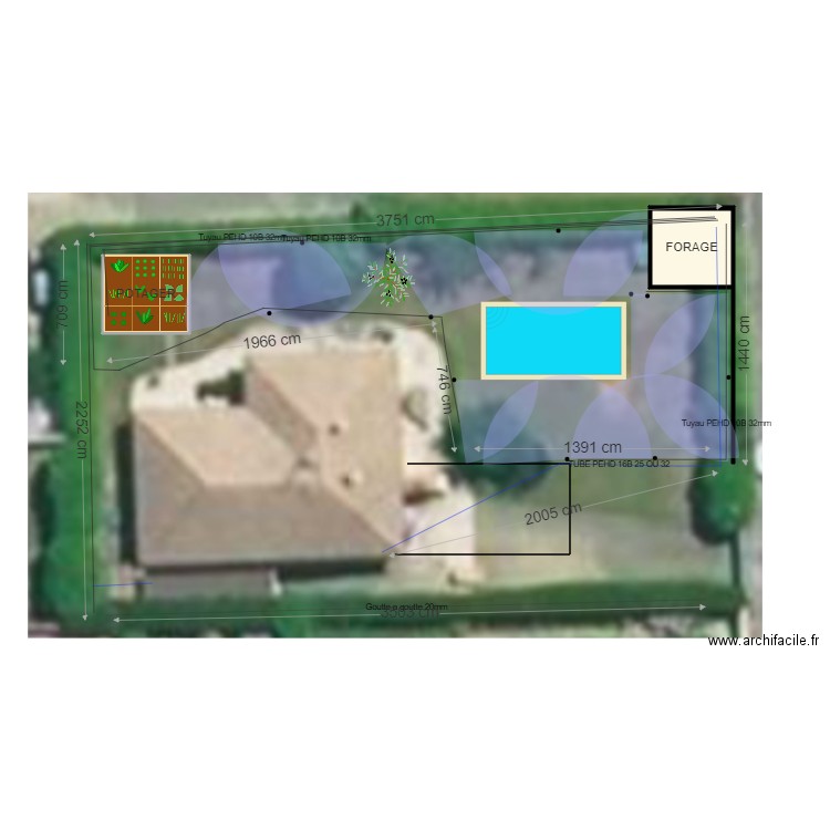 PLAN ARROSAGE AVEC COTATION. Plan de 0 pièce et 0 m2