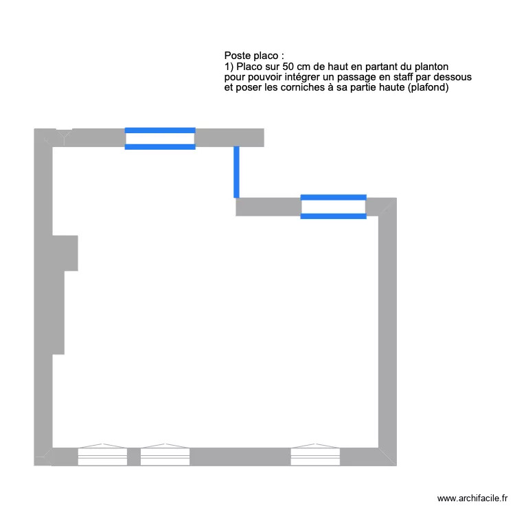 s&eacute;jour (sans les cloisons). Plan de 