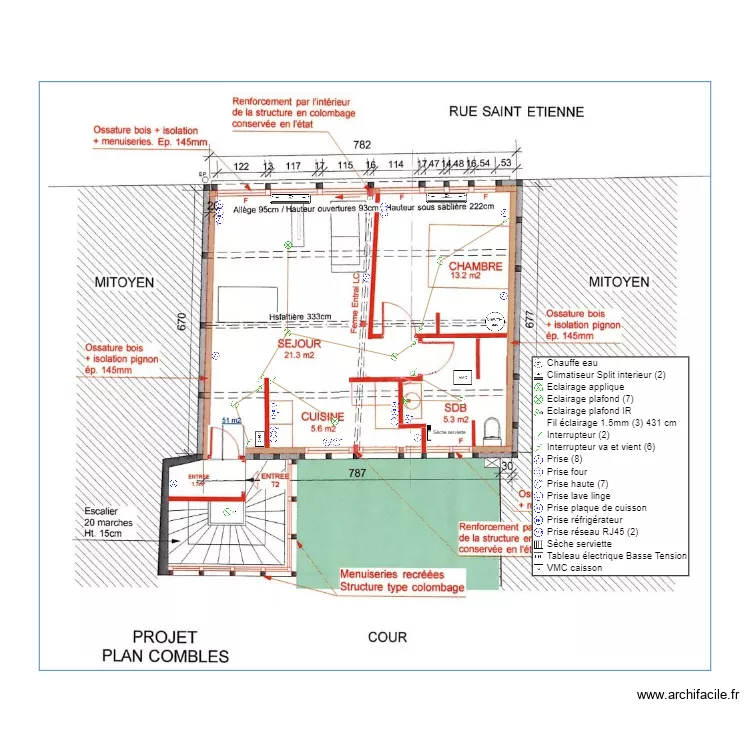 ST ETIENNE COMBLES. Plan de 