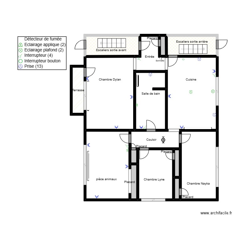 Plan maison . Plan de 16 pièces et 64 m2