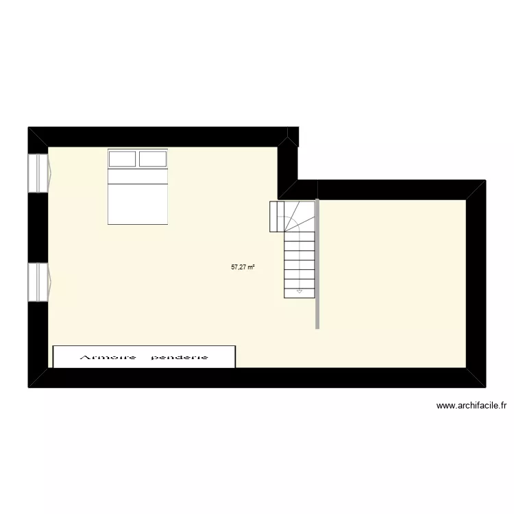 elisa. Plan de 1  et 57 m²