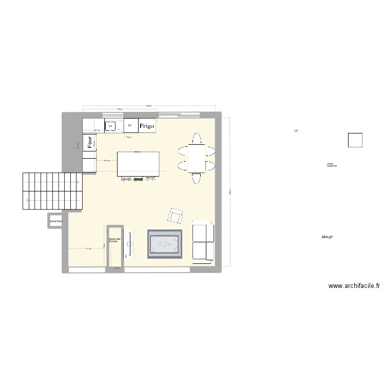 Option 4. Plan de 1 pièce et 42 m2
