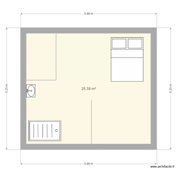 piece 25m2. Plan de 