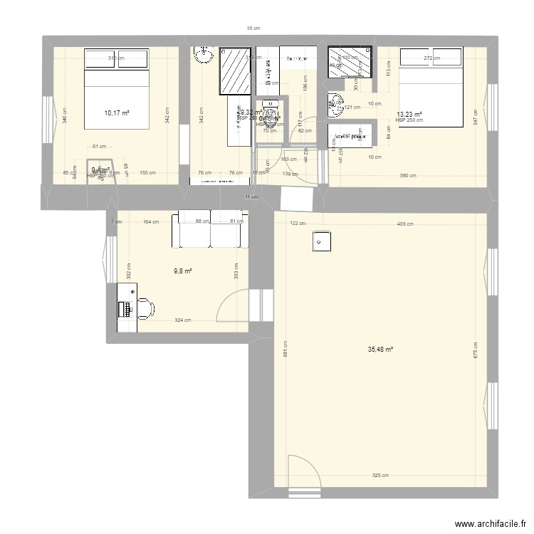 4 blv masseria SDB chambre. Plan de 7 pièces et 79 m2