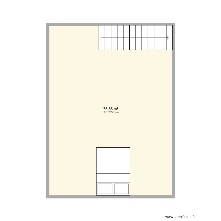 Combles. Plan de 1 pièce et 36 m2