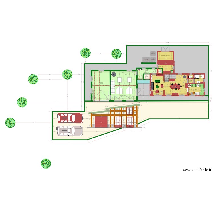 PLAN GARAGE AVEC SALON RDC ET ATELIER ETAGE 2. Plan de 0 pièce et 0 m2