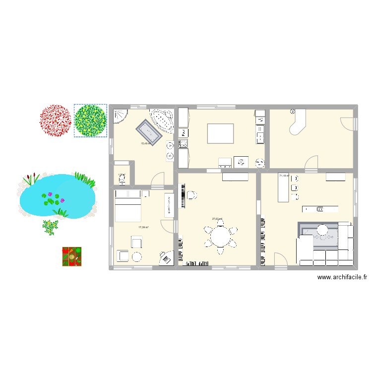 Plan Lucille Masson. Plan de 5 pièces et 133 m2